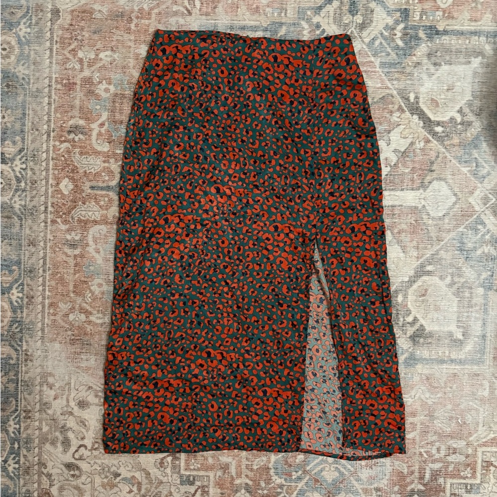 Nasty Gal Red, Green and Black Animal Print Pencil Skirt
